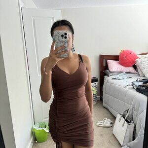 Women’s Brown Ruched Cami Dress